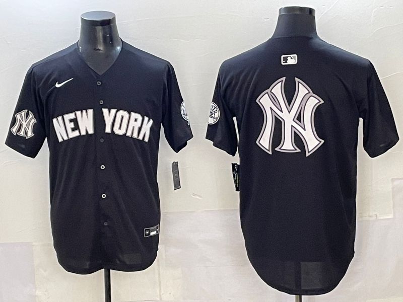 Men 2025 New York Yankees Blank Black Nike MLB Jersey style 0030